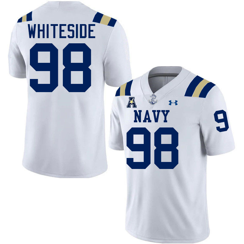 Navy Midshipmen #98 Kendall Whiteside College Football Jerseys,Apparels Stitched-White